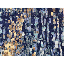 Load image into Gallery viewer, 2&#39;6&quot;x5&#39;10&quot; Hand Knotted Blue Mosaic Design Wool And Silk Persian Knot Oriental Runner Rug FWR375966