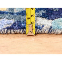 Load image into Gallery viewer, 2&#39;6&quot;x5&#39;10&quot; Hand Knotted Blue Mosaic Design Wool And Silk Persian Knot Oriental Runner Rug FWR375966