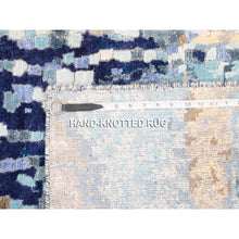 Load image into Gallery viewer, 2&#39;6&quot;x5&#39;10&quot; Hand Knotted Blue Mosaic Design Wool And Silk Persian Knot Oriental Runner Rug FWR375966