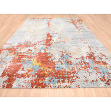 Load image into Gallery viewer, 11&#39;8&quot;x15&#39; Oversize Wool And Silk Abstract With Fire Mosaic Design Hand Knotted Persian Knot Oriental Rug FWR376050