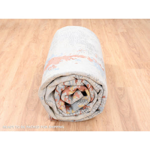 11'8"x15' Oversize Wool And Silk Abstract With Fire Mosaic Design Hand Knotted Persian Knot Oriental Rug FWR376050