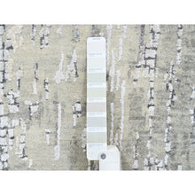 Load image into Gallery viewer, 2&#39;6&quot;x11&#39;8&quot; Wool And Silk Taupe Abstract With Mosaic Design Hand Knotted Persian Knot Oriental Runner Rug FWR376140