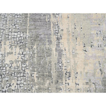 Load image into Gallery viewer, 2&#39;6&quot;x11&#39;8&quot; Wool And Silk Taupe Abstract With Mosaic Design Hand Knotted Persian Knot Oriental Runner Rug FWR376140