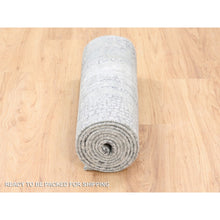 Load image into Gallery viewer, 2&#39;6&quot;x11&#39;8&quot; Wool And Silk Taupe Abstract With Mosaic Design Hand Knotted Persian Knot Oriental Runner Rug FWR376140