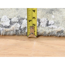 Load image into Gallery viewer, 2&#39;6&quot;x11&#39;8&quot; Wool And Silk Taupe Abstract With Mosaic Design Hand Knotted Persian Knot Oriental Runner Rug FWR376140