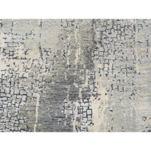 Load image into Gallery viewer, 2&#39;7&quot;x5&#39;10&quot; Taupe Wool And Silk Abstract With Mosaic Design Hand Knotted Persian Knot Oriental Runner Rug FWR376146