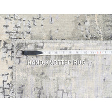 Load image into Gallery viewer, 2&#39;7&quot;x5&#39;10&quot; Taupe Wool And Silk Abstract With Mosaic Design Hand Knotted Persian Knot Oriental Runner Rug FWR376146