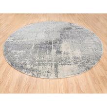 Load image into Gallery viewer, 11&#39;9&quot;x11&#39;9&quot; Round Abstract With Mosaic Design Taupe Wool And Silk Hand Knotted Persian Knot Oriental Rug FWR376158