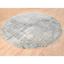 Load image into Gallery viewer, 11&#39;9&quot;x11&#39;9&quot; Round Abstract With Mosaic Design Taupe Wool And Silk Hand Knotted Persian Knot Oriental Rug FWR376158
