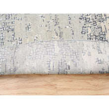 Load image into Gallery viewer, 11&#39;9&quot;x11&#39;9&quot; Round Abstract With Mosaic Design Taupe Wool And Silk Hand Knotted Persian Knot Oriental Rug FWR376158