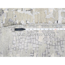 Load image into Gallery viewer, 11&#39;9&quot;x11&#39;9&quot; Round Abstract With Mosaic Design Taupe Wool And Silk Hand Knotted Persian Knot Oriental Rug FWR376158