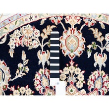 Load image into Gallery viewer, 6&#39;x6&#39; Midnight Blue Nain With Center Medallion Flower Design 250 Kpsi Pure Wool Hand Knotted Round Oriental Rug FWR376626
