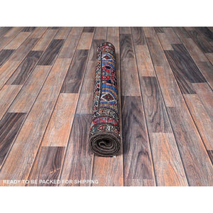 3'x4'6" Bayern Blue, Afghan Ersari with Turkish Knot, Caucasian Design Revival, Vegetable Dyes, Densely Woven, Hand Knotted, Soft and Velvety Wool, Oriental Rug FWR3762