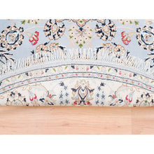 Load image into Gallery viewer, 6&#39;1&quot;x6&#39;1&quot; Round Wool 250 Kpsi Nain Light Blue With An Ivory Border Hand Knotted Center Medallion Flower Design Fine Oriental Rug FWR376884