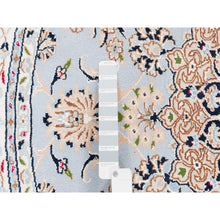 Load image into Gallery viewer, 6&#39;1&quot;x6&#39;1&quot; Round Wool 250 Kpsi Nain Light Blue With An Ivory Border Hand Knotted Center Medallion Flower Design Fine Oriental Rug FWR376884
