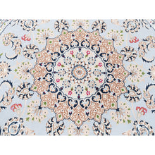 Load image into Gallery viewer, 6&#39;1&quot;x6&#39;1&quot; Round Wool 250 Kpsi Nain Light Blue With An Ivory Border Hand Knotted Center Medallion Flower Design Fine Oriental Rug FWR376884