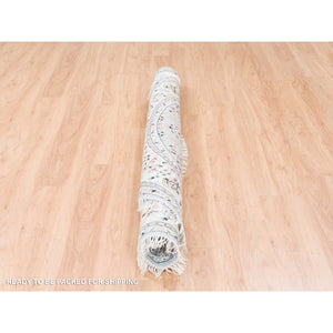 6'1"x6'1" Round Wool 250 Kpsi Nain Light Blue With An Ivory Border Hand Knotted Center Medallion Flower Design Fine Oriental Rug FWR376884