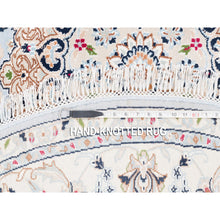 Load image into Gallery viewer, 6&#39;1&quot;x6&#39;1&quot; Round Wool 250 Kpsi Nain Light Blue With An Ivory Border Hand Knotted Center Medallion Flower Design Fine Oriental Rug FWR376884