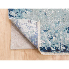 Load image into Gallery viewer, 9&#39;1&quot;x11&#39;9&quot; Wool And Silk Blue-teal Persian Tabriz Broken Design Hand Knotted Oriental Rug FWR377040
