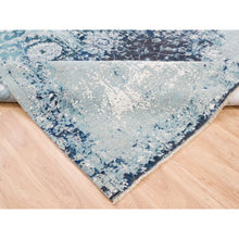 Load image into Gallery viewer, 9&#39;1&quot;x11&#39;9&quot; Wool And Silk Blue-teal Persian Tabriz Broken Design Hand Knotted Oriental Rug FWR377040