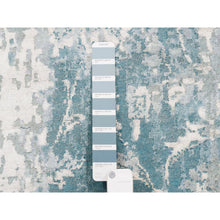 Load image into Gallery viewer, 9&#39;1&quot;x11&#39;9&quot; Wool And Silk Blue-teal Persian Tabriz Broken Design Hand Knotted Oriental Rug FWR377040