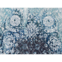 Load image into Gallery viewer, 9&#39;1&quot;x11&#39;9&quot; Wool And Silk Blue-teal Persian Tabriz Broken Design Hand Knotted Oriental Rug FWR377040