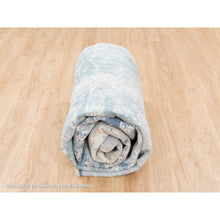Load image into Gallery viewer, 9&#39;1&quot;x11&#39;9&quot; Wool And Silk Blue-teal Persian Tabriz Broken Design Hand Knotted Oriental Rug FWR377040