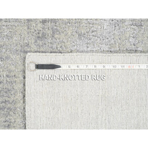 2'7"x10' Modern Wool And Art Silk Fine Jacquard Gray Hand Loomed Runner Oriental Rug FWR377070