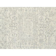 Load image into Gallery viewer, 2&#39;6&quot;x8&#39; Beige Wool And Plant Based Silk Hand Loomed Fine Jacquard With Erased Design Oriental Runner Rug FWR377076