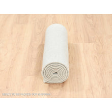 Load image into Gallery viewer, 2&#39;6&quot;x8&#39; Beige Wool And Plant Based Silk Hand Loomed Fine Jacquard With Erased Design Oriental Runner Rug FWR377076