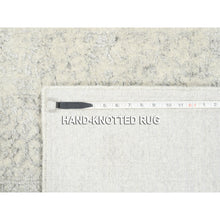 Load image into Gallery viewer, 2&#39;6&quot;x8&#39; Beige Wool And Plant Based Silk Hand Loomed Fine Jacquard With Erased Design Oriental Runner Rug FWR377076