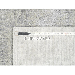 2'7"x10' Fine Jacquard Gray Hand Loomed Modern Wool and Art Silk Runner Oriental Rug FWR377082
