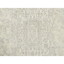 Load image into Gallery viewer, 2&#39;6&quot;x12&#39; Beige Wool And Plant Based Silk Hand Loomed Fine Jacquard With Erased Design Oriental Runner Rug FWR377130