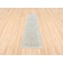 Load image into Gallery viewer, 2&#39;6&quot;x10&#39;1&quot; Beige Hand Loomed with Transitional Design Fine Jacquard Wool and Plant Based Silk Oriental Runner Rug FWR377136