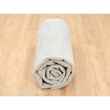 Load image into Gallery viewer, 8&#39;10&quot;x8&#39;10&quot; Gray Fine Jacquard Wool And Plant Based Silk Tone On Tone Hand Loomed Oriental Round Rug FWR377184