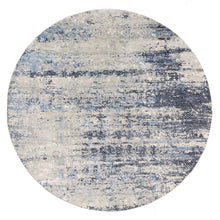 Load image into Gallery viewer, 10&#39;x10&#39; Wool and Silk Blue Abstract with Mosaic Design Hand Knotted Oriental Round Rug FWR377226