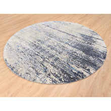 Load image into Gallery viewer, 10&#39;x10&#39; Wool and Silk Blue Abstract with Mosaic Design Hand Knotted Oriental Round Rug FWR377226