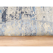 Load image into Gallery viewer, 10&#39;x10&#39; Wool and Silk Blue Abstract with Mosaic Design Hand Knotted Oriental Round Rug FWR377226