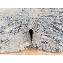 Load image into Gallery viewer, 10&#39;x10&#39; Wool and Silk Blue Abstract with Mosaic Design Hand Knotted Oriental Round Rug FWR377226