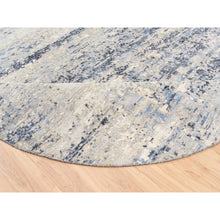 Load image into Gallery viewer, 10&#39;x10&#39; Wool and Silk Blue Abstract with Mosaic Design Hand Knotted Oriental Round Rug FWR377226