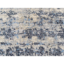 Load image into Gallery viewer, 10&#39;x10&#39; Wool and Silk Blue Abstract with Mosaic Design Hand Knotted Oriental Round Rug FWR377226