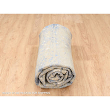 Load image into Gallery viewer, 10&#39;x10&#39; Wool and Silk Blue Abstract with Mosaic Design Hand Knotted Oriental Round Rug FWR377226