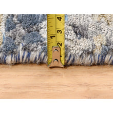 Load image into Gallery viewer, 10&#39;x10&#39; Wool And Silk Blue Abstract With Mosaic Design Hand Knotted Oriental Round Rug FWR377226