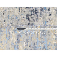 Load image into Gallery viewer, 10&#39;x10&#39; Wool and Silk Blue Abstract with Mosaic Design Hand Knotted Oriental Round Rug FWR377226