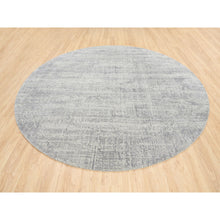 Load image into Gallery viewer, 10&#39;x10&#39; Modern Design Gray Tone On Tone Hand Loomed Fine Jacquard Wool And Plant Based Silk Oriental Round Rug FWR377244