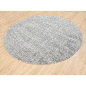 10'x10' Modern Design Gray Tone On Tone Hand Loomed Fine Jacquard Wool And Plant Based Silk Oriental Round Rug FWR377244