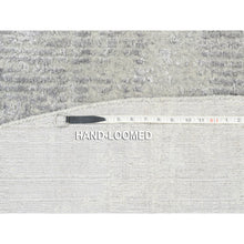 Load image into Gallery viewer, 10&#39;x10&#39; Modern Design Gray Tone On Tone Hand Loomed Fine Jacquard Wool And Plant Based Silk Oriental Round Rug FWR377244