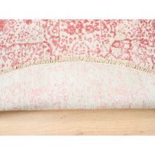 Load image into Gallery viewer, 6&#39;x6&#39; Hand Knotted Pink Broken Persian Medallion Design Wool And Pure Silk Oriental Round Rug FWR377250