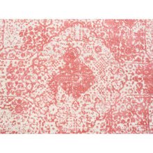 Load image into Gallery viewer, 6&#39;x6&#39; Hand Knotted Pink Broken Persian Medallion Design Wool And Pure Silk Oriental Round Rug FWR377250
