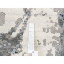 Load image into Gallery viewer, 10&#39;1&quot;x10&#39;1&quot; Denim Blue With Taupe Abstract Design Wool And Silk Hi-low Pile Hand Knotted Oriental Square Rug FWR377268